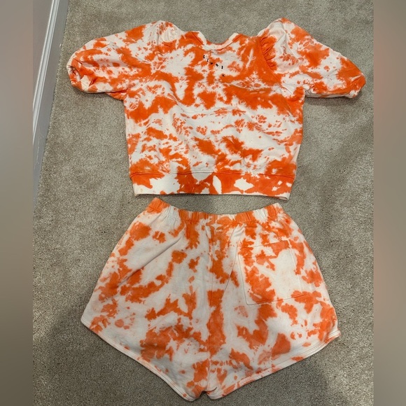 Clare V. Blood Orange Tie Dye Cotton set short set size XS/S - Picture 3 of 4